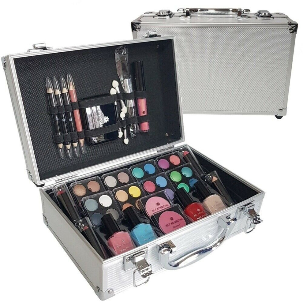 Silver Case And Beauty Cosmetic Set Makeup Storage Case Gift For Her