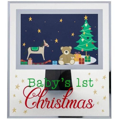 BABY'S 1ST CHRISTMAS GLASS PHOTO FRAME