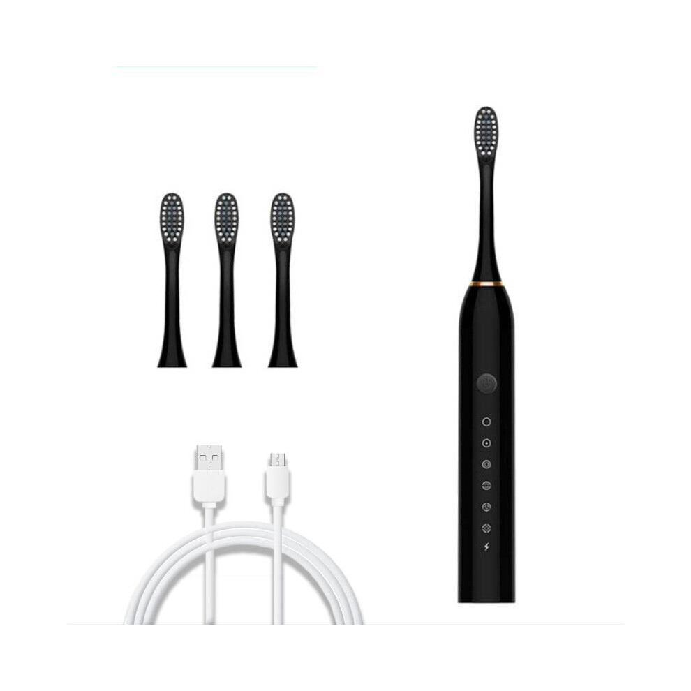 Black (Black) Sonic Electric Toothbrush Ultrasonic Automatic Usb Rechargeable Ipx7 Waterproof