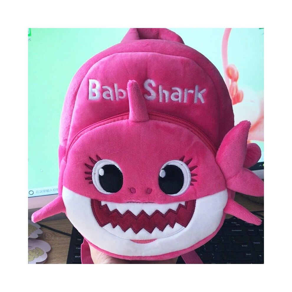 (RoseRed) Baby Shark Children's Backpack Soft Plush School Bag