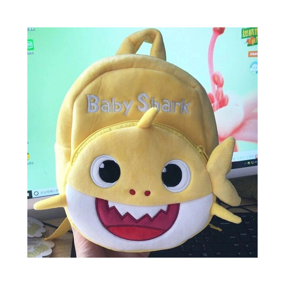 (Yellow) Baby Shark Children's Backpack Soft Plush School Bag