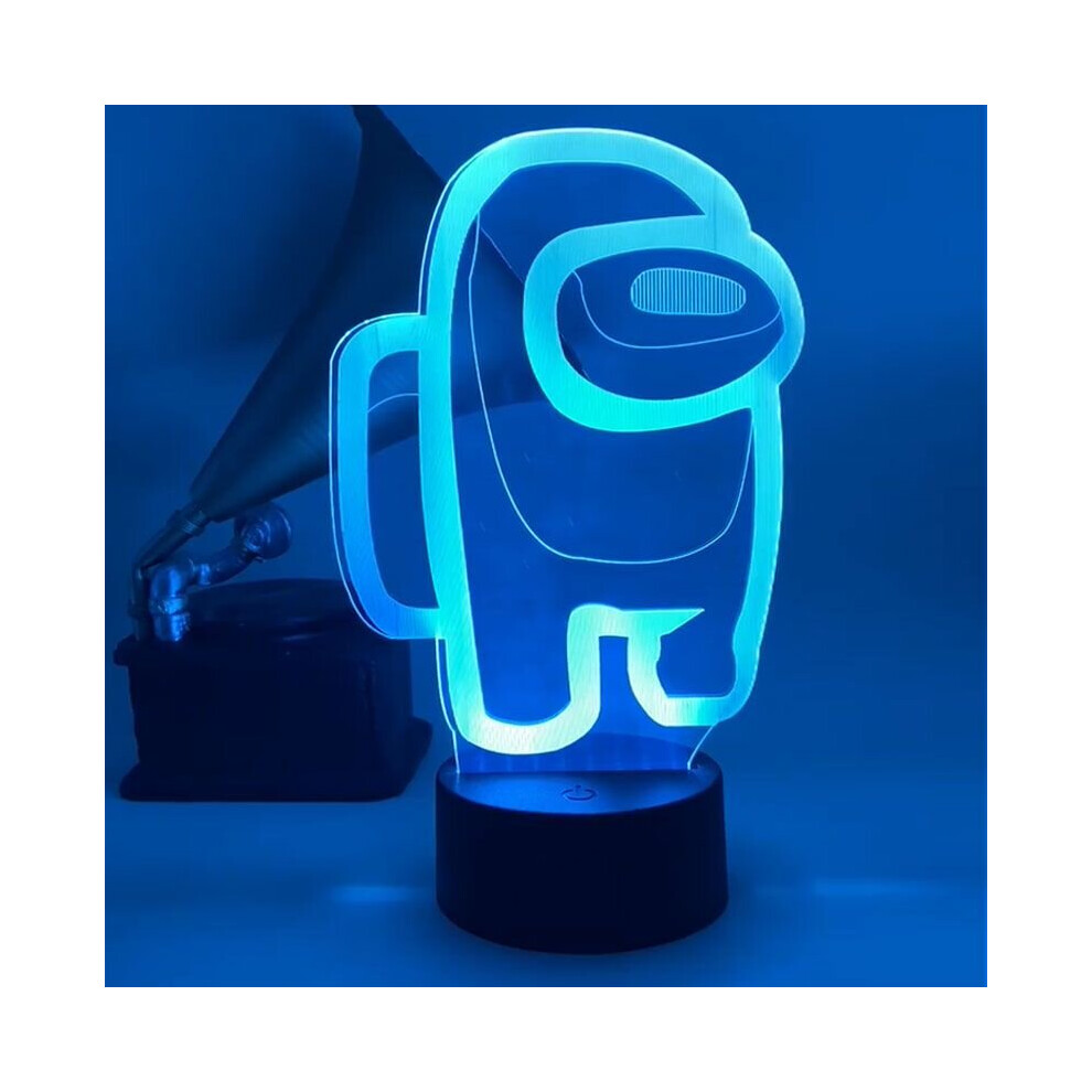 (A-Black Base, 16 Color with Remot) Impostor Night Light Among Us 3D Illusion LED Bedside Lamp Xmas Gift Home Decor