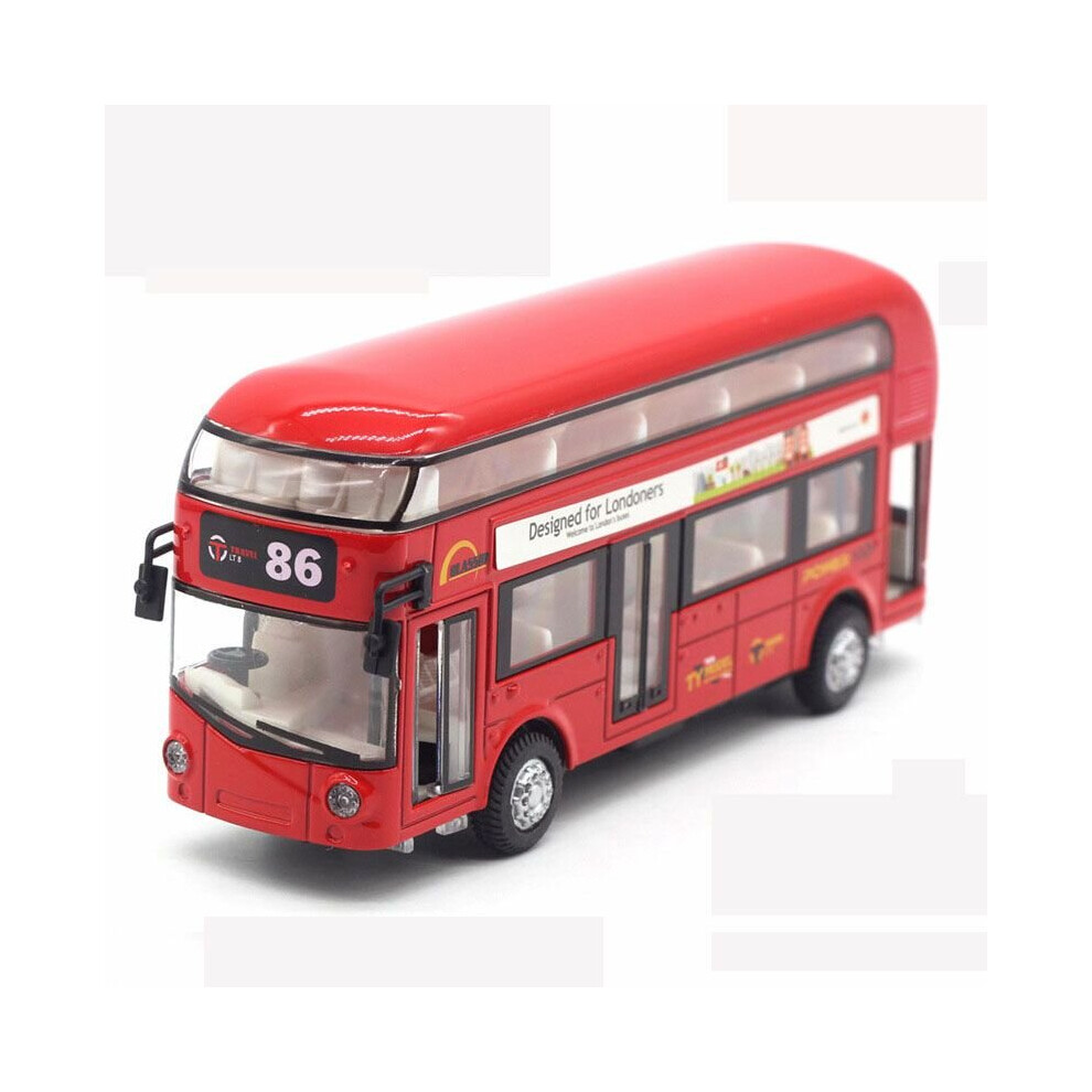 () Sound 1:50 Metal Double-Decker Tour London City Bus Pull Back Car Kid Toy Red/Light