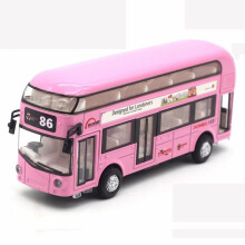 (Pink) Sound Light 1:50 Metal Double-Decker Tour London City Bus Pull Back Car Kid Toy