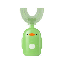 (Green, Small) OOral cleaning with U-shaped silicone toothbrush for children 2-12 years old (10, one large and one small)