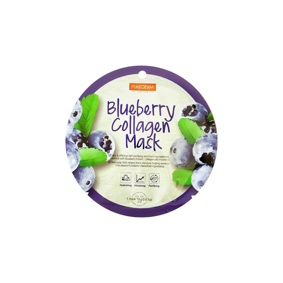 Purederm Blueberry Collagen Mask 18G