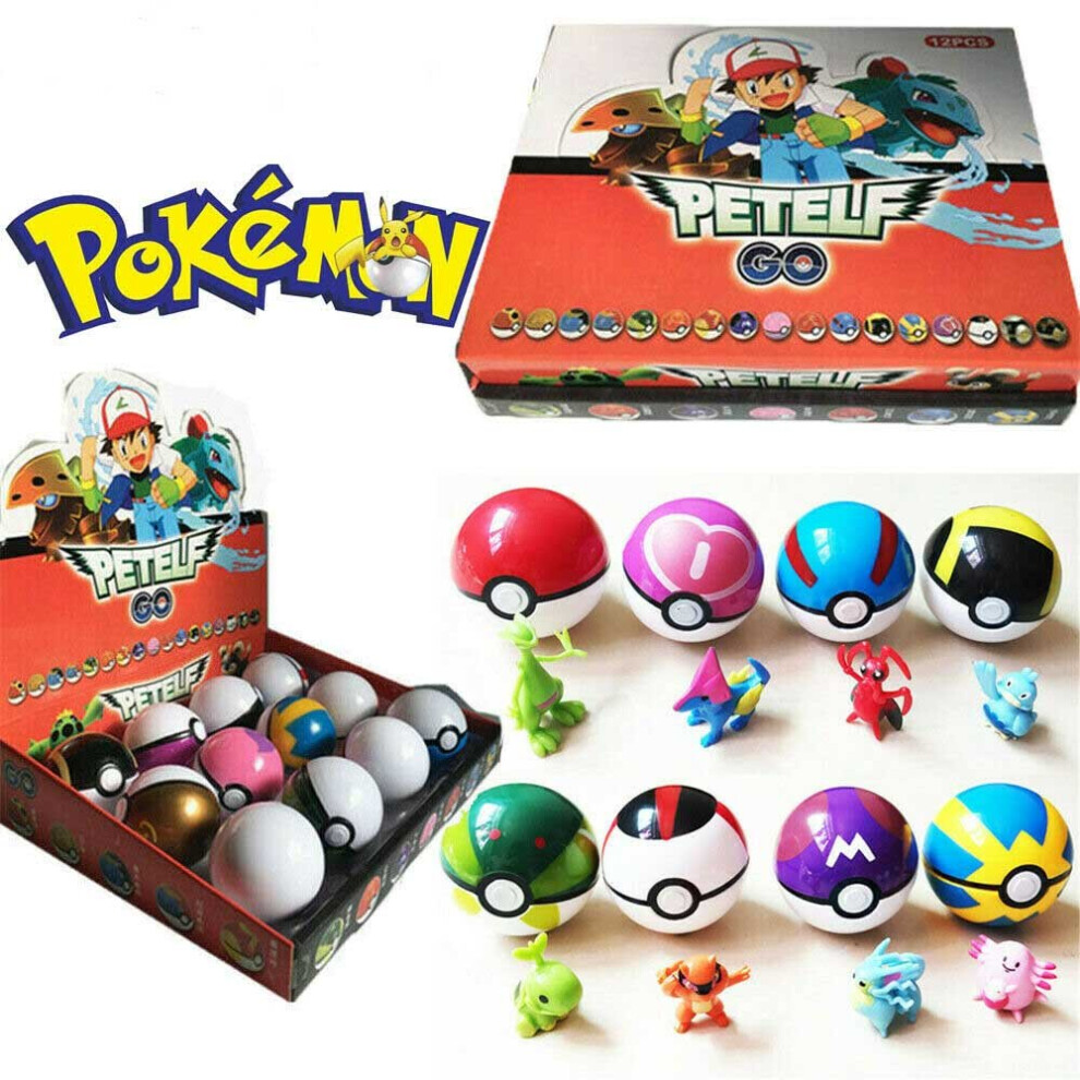 12Pcs Pokemon Pikachu Ball Set Pokeball Figures Kids Toys For Children Festival Birthday  Gifts