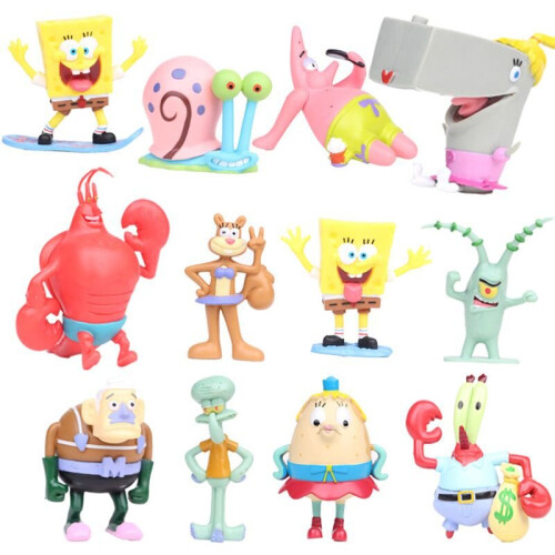 12pcs SpongeBob SquarePants Patrick Sandy Gary Action Figure Cake Topper Toys 1