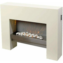 Electric Fireplace Fire Free Standing MDF White Surround Flicker Flame Living