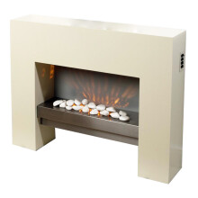 Free Standing Electric Fire MDF Cream Surround Fireplace Flicker Living Flame