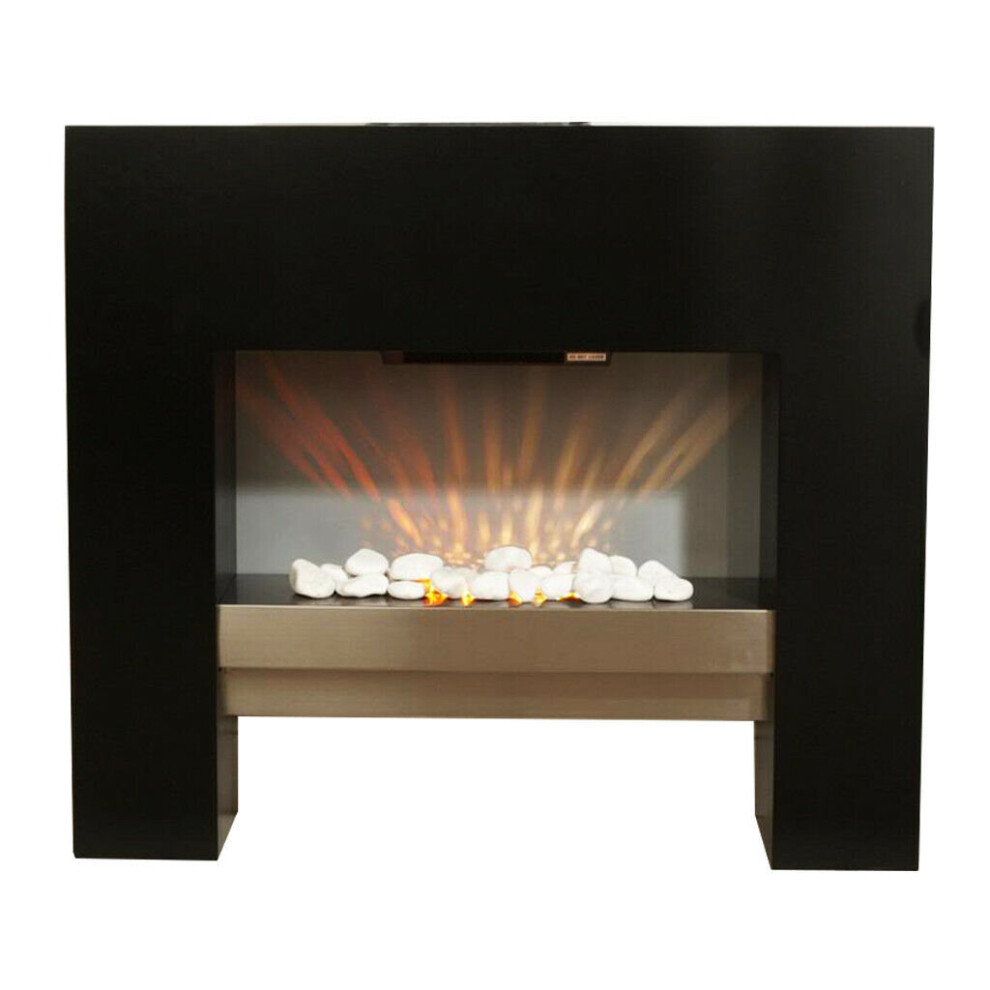 Free Standing Wall Mounted Electric Fire Black Surround Fireplace Flicker Flame