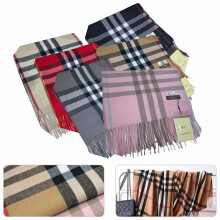 (Red) Men Ladies Women Classic Checked Tartan Print Plain ​Tassel Scarf Burberry style