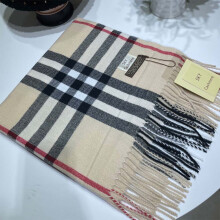 (Beige) Men Ladies Women Classic Checked Tartan Print Plain ​Tassel Scarf Burberry style