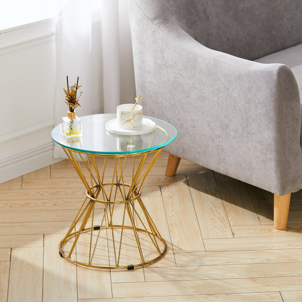 (Gold) Round Coffee Table Modern Lightweight Contemporary Style
