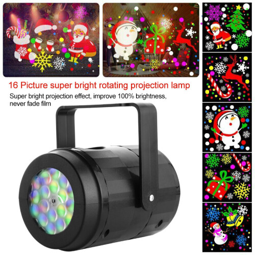 16-Pattern Christmas Projector Light - Automatic Rotating LED Projections for Indoor Parties (85-240V) 1