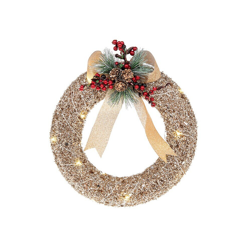 Christmas Wreath - Festive Rattan with LED Lights