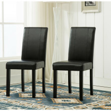 (Black) MCC Set of 2 Faux Leather Dining Chairs For Home & Commercial