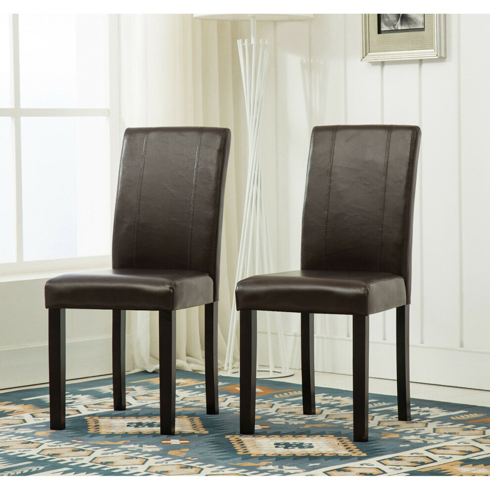 (Brown) MCC Set of 2 Faux Leather Dining Chairs For Home & Commercial