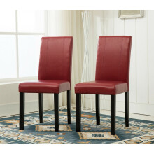 (Red) MCC Set of 2 Faux Leather Dining Chairs For Home & Commercial