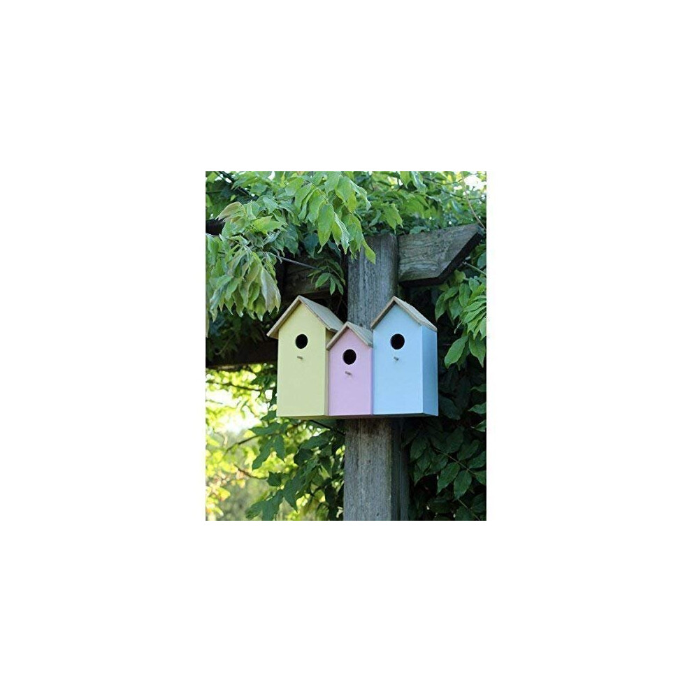 3 In 1 Colourful Wooden Garden Birdhouse Nesting Boxes With Rear Doors