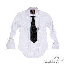 (20 inches) White, Double Cuff, The London Plain Mens Shirt, Regular Fit, Formal Dress Wear by Janeo British Apparel.