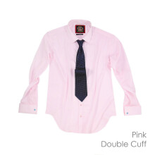 (20 inches) Pink, Double Cuff, The London Plain Mens Shirt, Regular Fit, Formal Dress Wear by Janeo British Apparel.