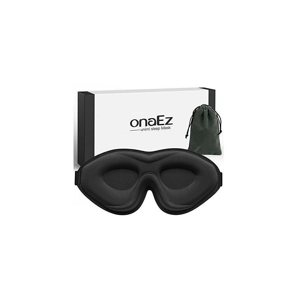 onaEz Sleep Masks, 2021 Upgraded 100% Darkness 3D Sleep Eye Mask with 12mm Recessed Eye Sockets, Breathable Comfortable Soft Milk Ice Silk S