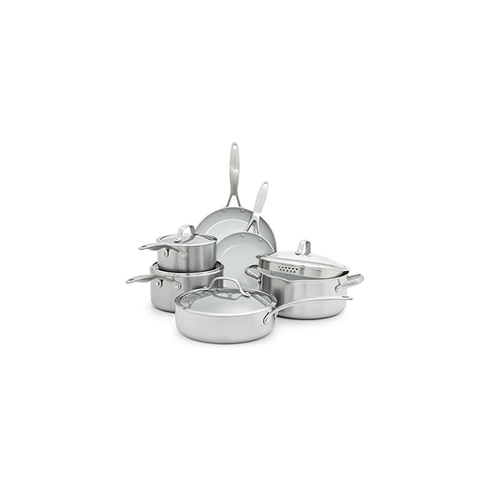 GreenPan CC000018-001 Cookware Set, Stainless Steel, Silver