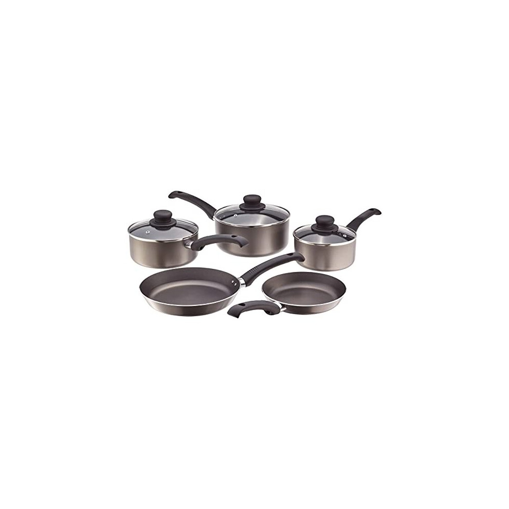 Judge Everyday JDAYC1 Set of Pans Non-Stick, 5-Piece Set 16cm 18cm 20cm Saucepans, 20cm 24cm Frying Pans - 5 Year Guarantee