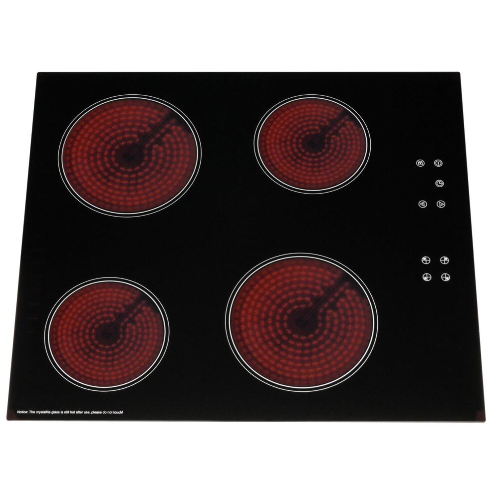 SIA CERH60BL 60cm 4 Zone Touch Control Electric Ceramic Hob In Black