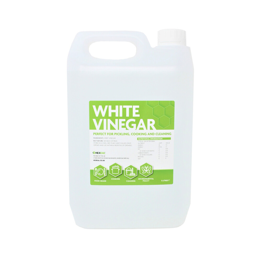 Hexeal WHITE VINEGAR | 5L | Food Grade Suitable for Cleaning, Baking, Cooking and Pickling