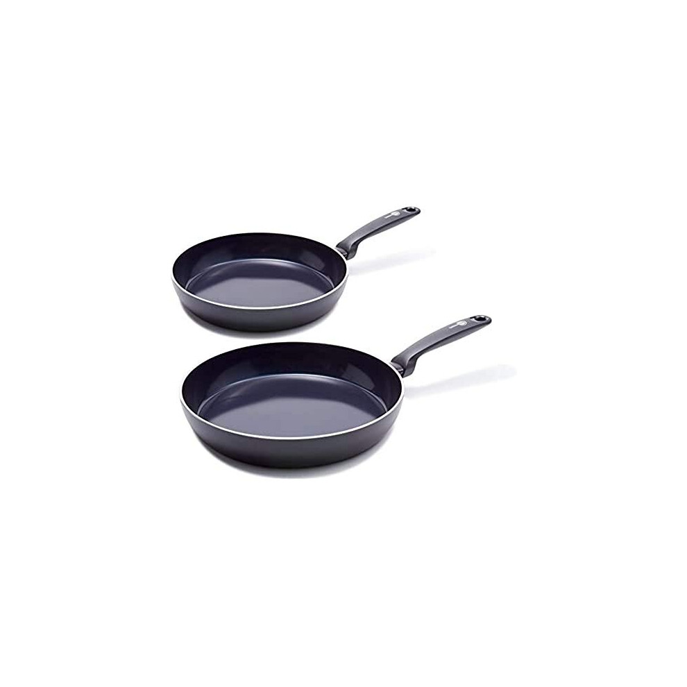 GreenPan Frying Pan Set, Non Stick, Toxin Free Ceramic Pans - Induction & Oven Safe Cookware - 24/28 cm, Black