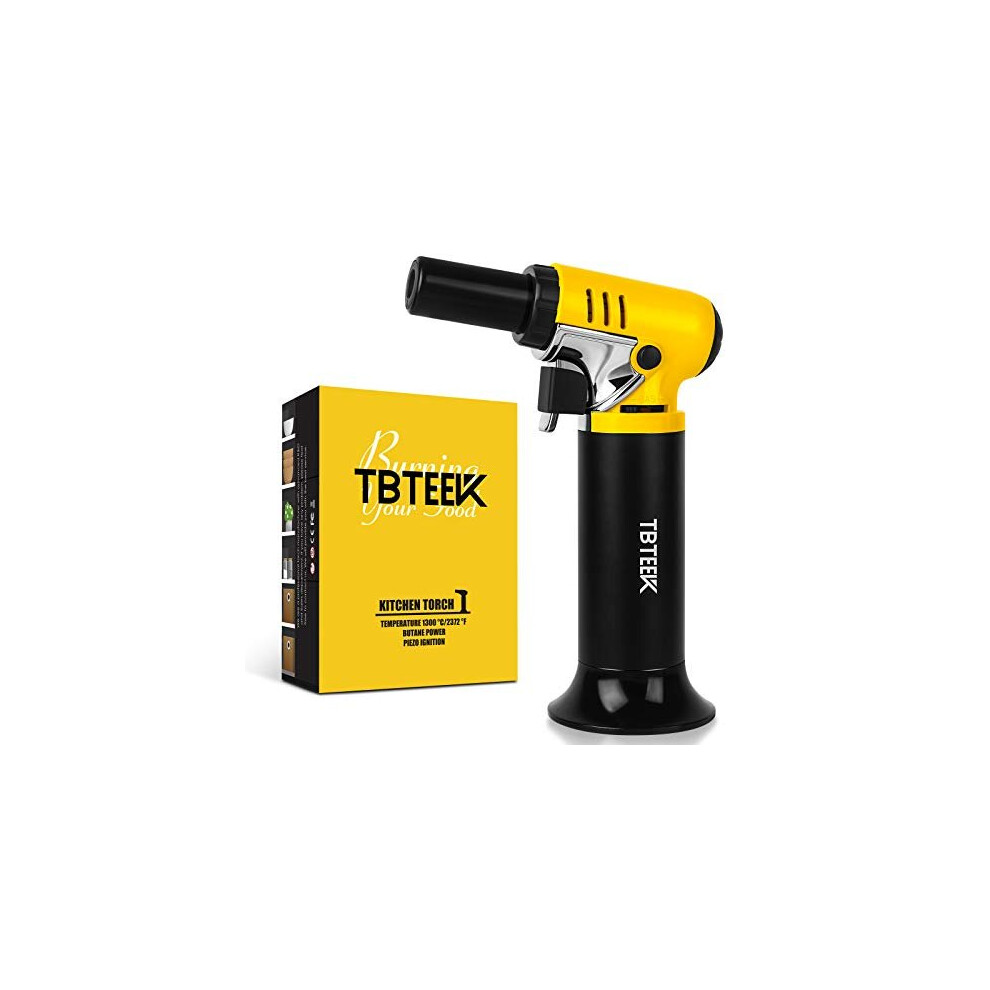 Tbteek Kitchen Torch, One-Hand Operation Butane Torch Lighter With Gas Gauge, Adjustable Flame For Bbq, Baking, Brulee Creme, Crafts And Solderin