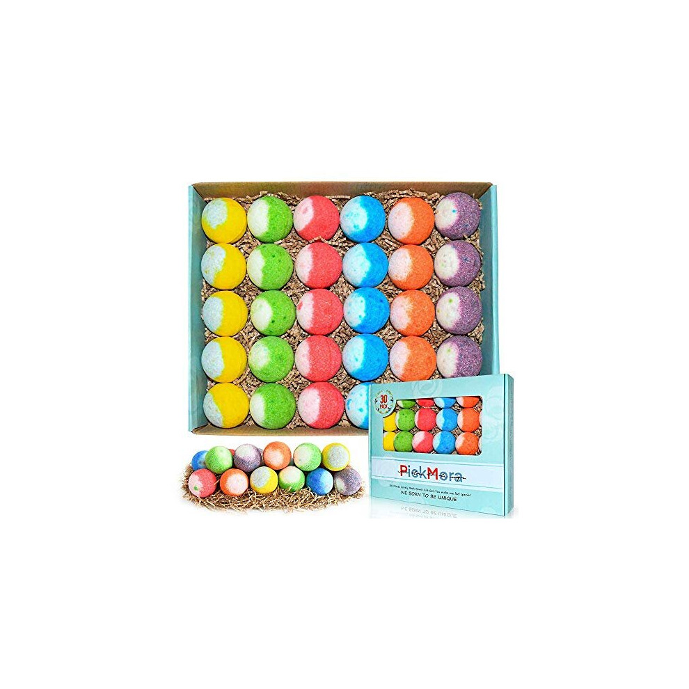 Coffret de 30 Bombes de Bain Fait Main - Parfum?es, Color?es, Id?al pour Cadeau Anniversaire, F?te des M?res, Saint-Valentin, Tous Genres
