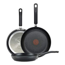 T-fal E938S3 Professional Total Nonstick Thermo-Spot Heat Indicator Fry Pan Cookware Set, 3-Piece, 8 10 12-Inch, Black, Aluminum