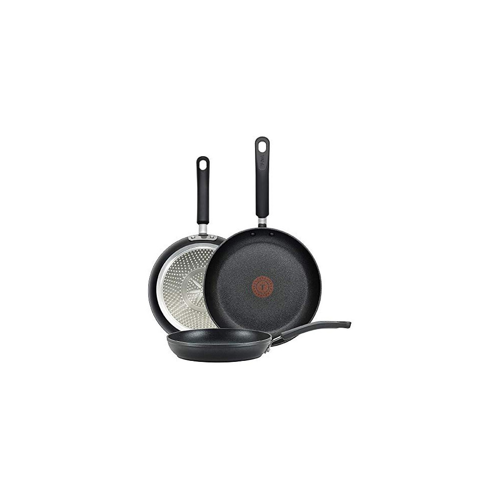 T-fal E938S3 Professional Total Nonstick Thermo-Spot Heat Indicator Fry Pan Cookware Set, 3-Piece, 8 10 12-Inch, Black, Aluminum