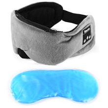 Powcan Wireless Sleep Mask Headphones Bluetooth 5.0 Sleeping Eye Mask with Gel Sleep Mask for Cool/Warm Therapy, USB Rechargeable, Washable,