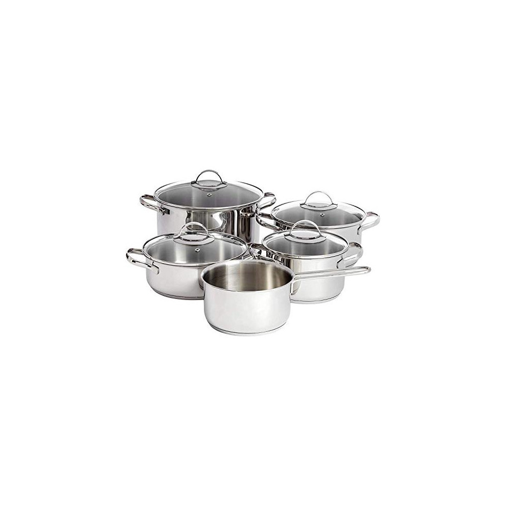 Amazon 9-Piece Stainless Steel Induction Cookware Set - Pot With Lids, Saucepan And Casserole