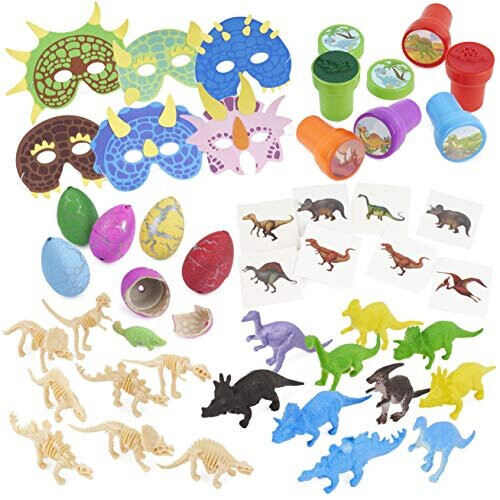 THE TWIDDLERS - 80 Pcs Dinosaur Party Bag Fillers Toys| Dino Fossil ...