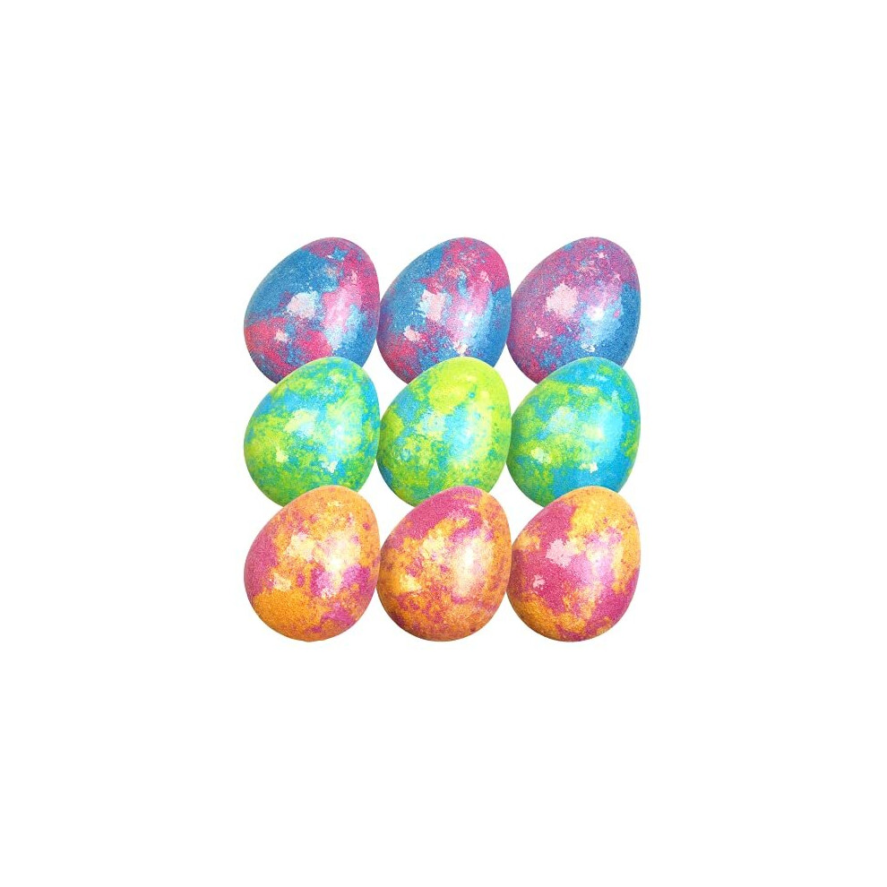 9 x Large Egg Bath Bombs from Zimpli Kids, Stocking Filler Gifts for Girls & Boys, Bath Fizzers for Children, Certified Biodegradable & Vega
