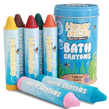 Honeysticks Bath Crayons for Toddlers & Kids - Handmade from Natural Beeswax for Non Toxic Bathtub Fun - Fragrance Free, Non-Irritating Bath