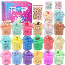 Fluffy Slime Kit 20-Pack: Scented Unicorn, Latte & Ice Cream Slimes, Mini Butter Slimes, Soft, Non-Sticky Stress-Relief Sensory Toy