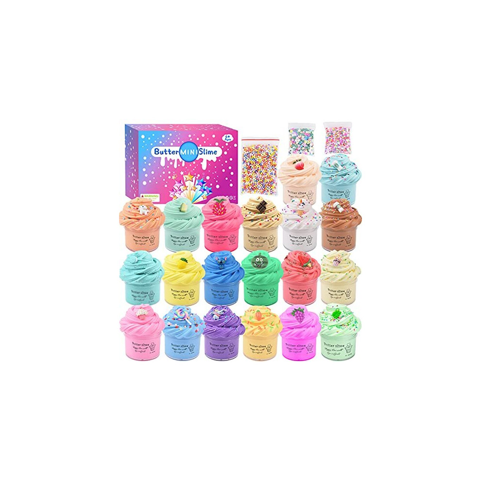 Fluffy Slime Kit with 20 Pack Upgrade Mini Butter Slime,Scented Unicorn Slime ,Latte Slime, Ice Cream Slime and Others,Super Slime Box,Soft