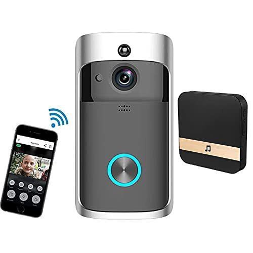 Wireless Video Doorbell Camera with Chime - 720P HD, 166 Wide Angle, 2-Way Audio, Free Cloud Storage, Battery-Powered, 2.4GHz WiFi, Motion Alerts