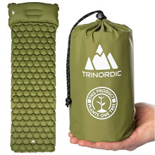 TRINORDIC Camping Mat Ultralight Inflatable Sleeping Mattress with Pillow, Folding Lightweight Inflating Single Bed Portable Air Pad, for Outdoor