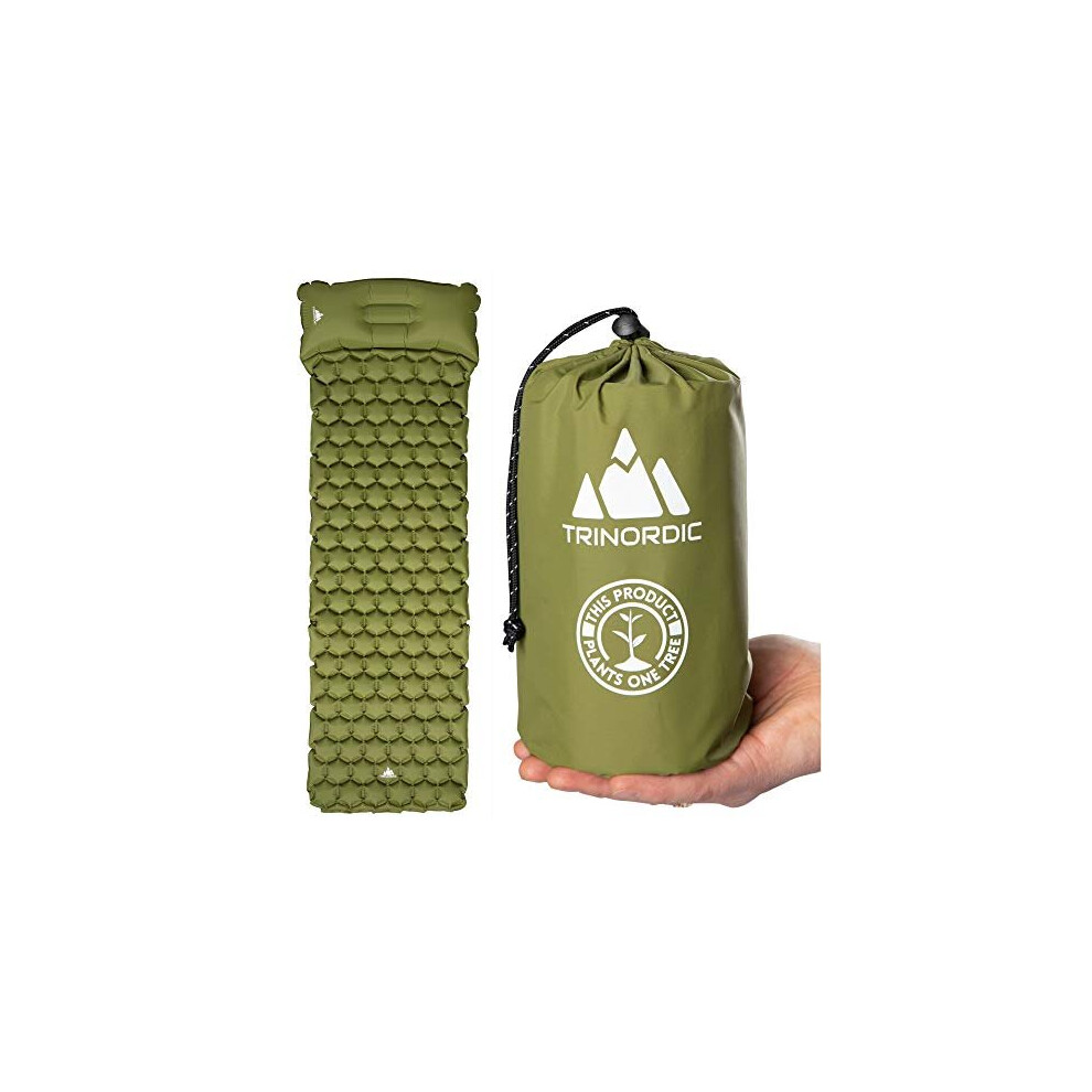 TRINORDIC Camping Mat Ultralight Inflatable Sleeping Mattress with Pillow, Folding Lightweight Inflating Single Bed Portable Air Pad, for Outdoor