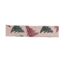 C166 10 Meters Christmas Ribbon Two-color Printing Ribbon Imitation Linen Ribbon Christmas Decorations Christmas Tree Ribbon