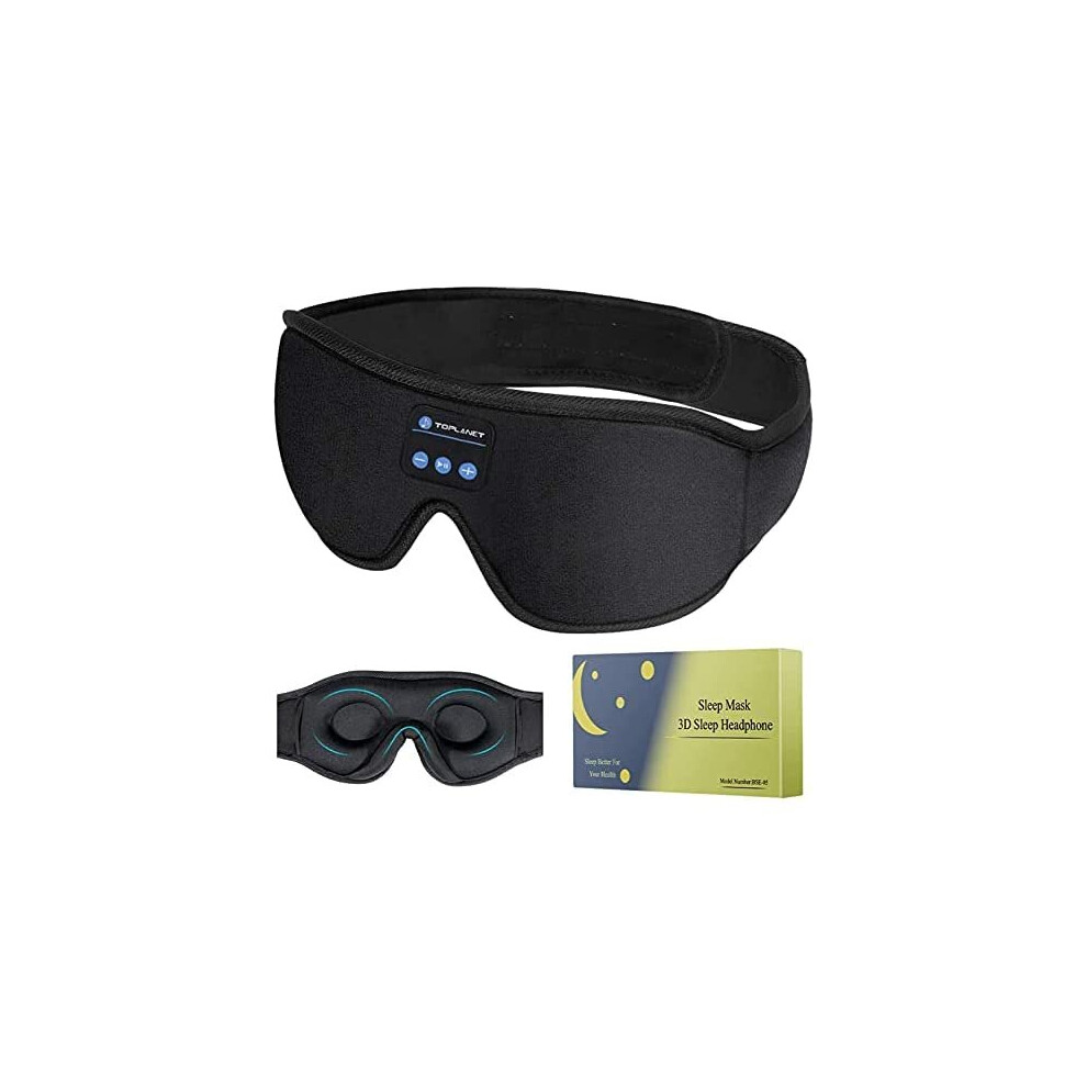 Sleep Headphones Bluetooth Eye Mask, 3D Sleep Mask Bluetooth 5.0 Sleeping Headphones with Timer, Wireless Music Play Sleep Headphones with B