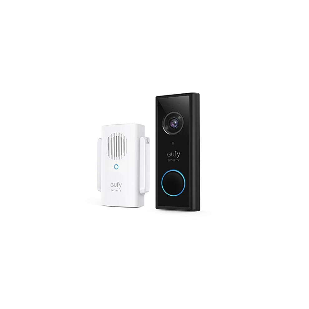 eufy Security, Video Doorbell Wireless 2K (Battery-Powered) with Chime, 2K HD, No Monthly Fee, On-Device AI for Human Detection, 2-Way Audio