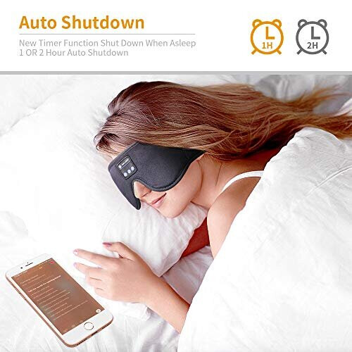 Sovhörlurar Bluetooth-ögonmask, 3D-sovmask Bluetooth 5.0 sovhörlurar med timer, Trådlös musikuppspelning sovhörlurar med B 1